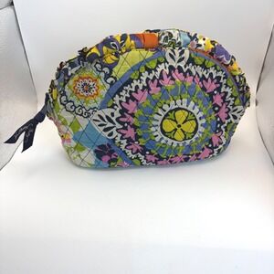 Vera Bradley Rio Pattern Retired Quilted Cotton Ruffle Cosmetic Toiletries Bag